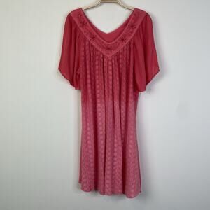 Shoreline Embroidered Floral Swim Coverup‎ Dress Small Medium Boho Beach Tie Dye